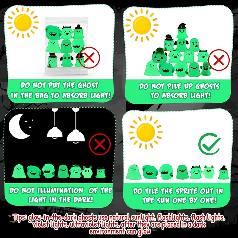 Arrowbash 40 Pcs Glow in Dark Ghost Halloween Miniature Figurines Resin Ornaments Halloween Garden Mini Landscape for Party Village Crafts Decor - Image 3